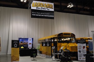 The Leonard Bus Sales banner flies high at the New York State School Boards Association’s 94th Annual Convention and Education Expo 